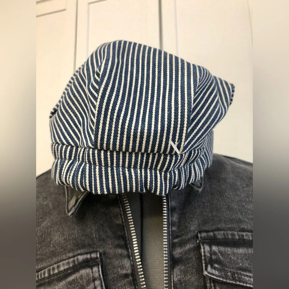 Vintage Blue and White Striped Railroad Museum Cap - Picture 6 of 10